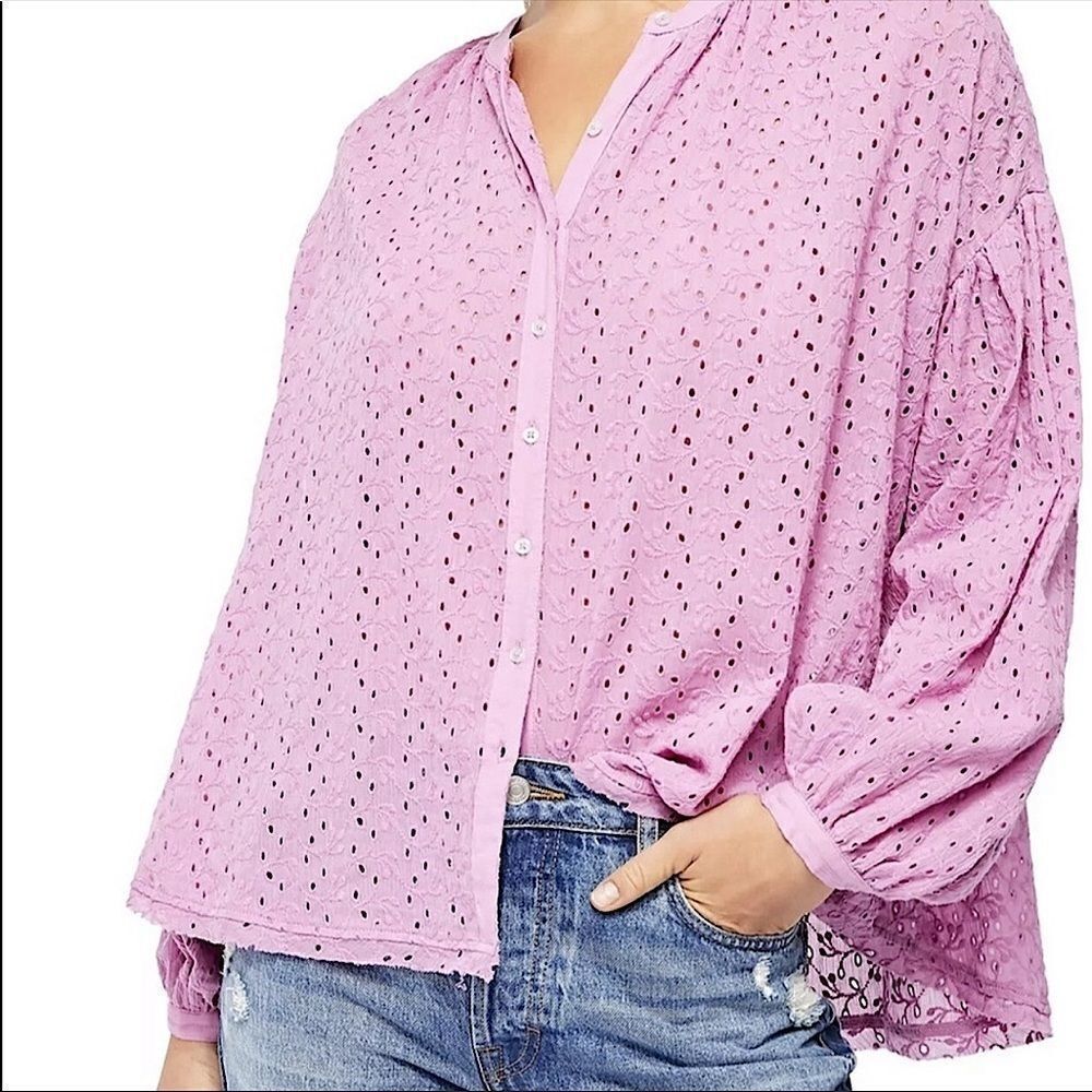 Free People Maddison Eyelet Orchid Blouse